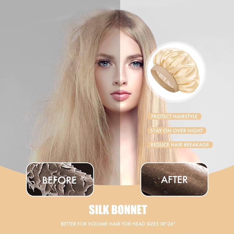Doitory Store Satin Silk Bonnet for Sleeping, Double Layer Silk Sleep Cap for Men & Women, Soft Satin Lined Bonnet for Curly Hair - Image 5